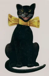 Black Cat Wearing a Yellow Bow